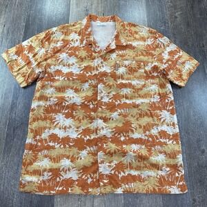 Columbia PFG Hawaiian‎ Palm Tree Shirt Mens Sz L Orange Vented Fishing Button Up